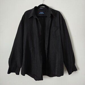 Long sleeved oversized button-down black shirt - XL